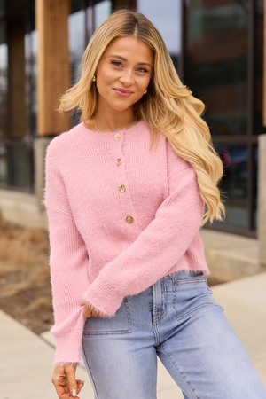 Teddy Pink Fuzzy Cardigan
