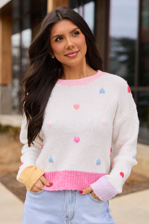 All the Hearts Ivory Crewneck Sweater