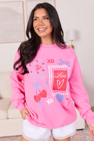 Love Icons Pink Graphic Sweatshirt