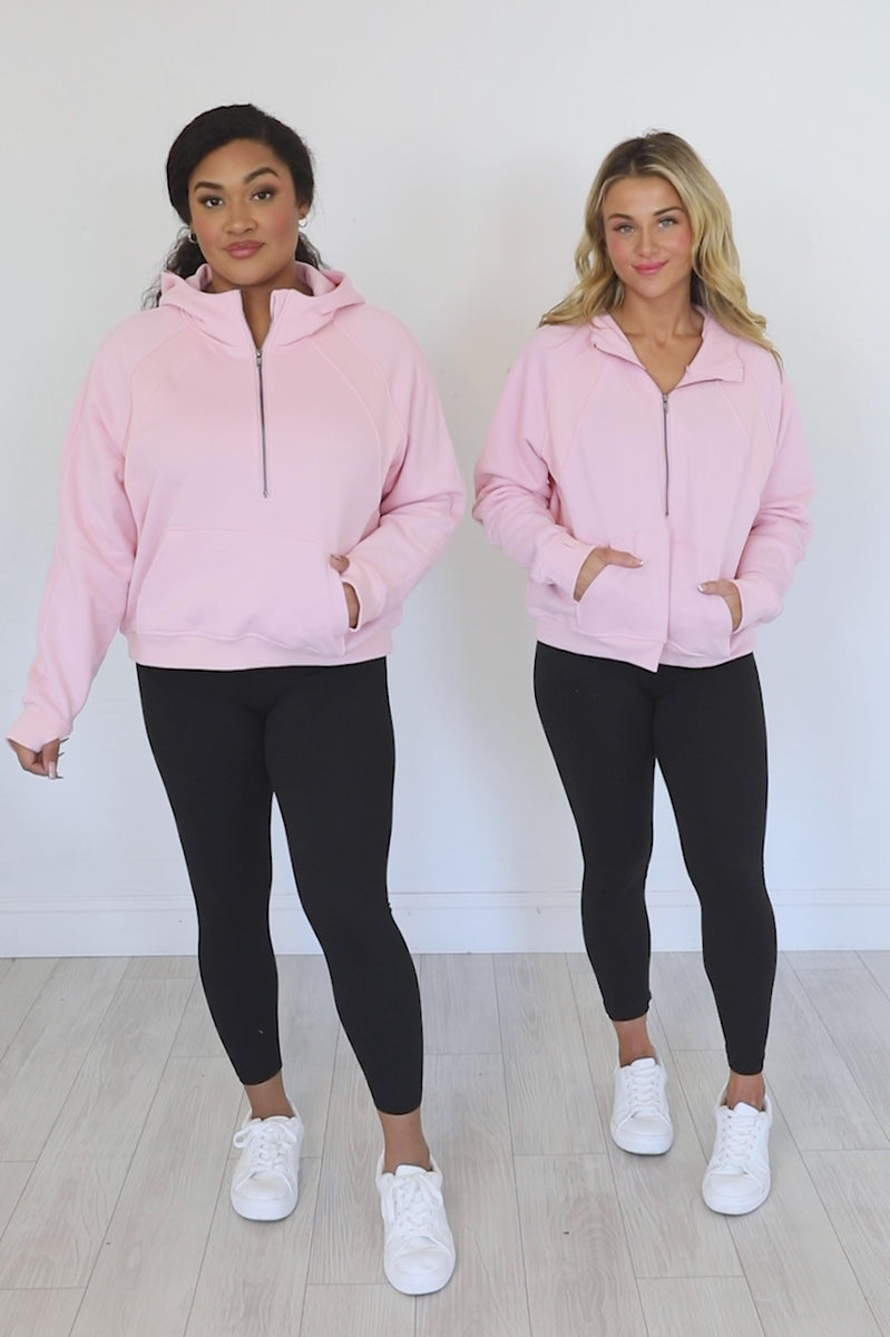 Pink Lily Making It Look Easy Grey Ribbed Shoulder Quarter Zip Pullover Extra Large