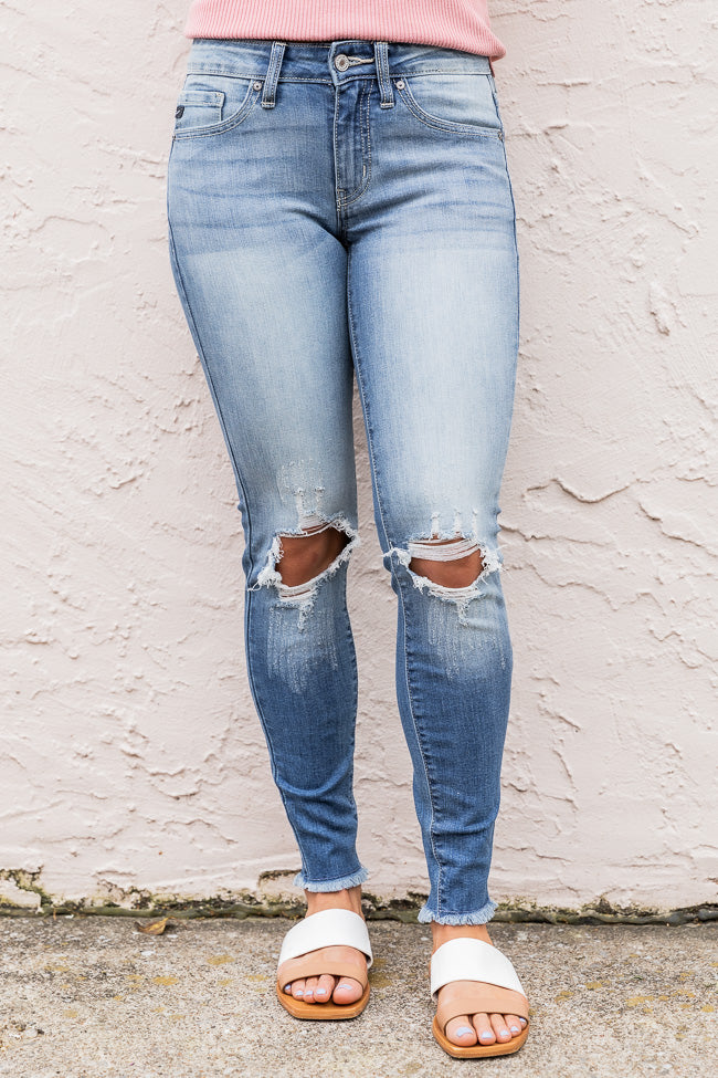 The Kallista Medium Wash Distressed Crop Jeans FINAL SALE