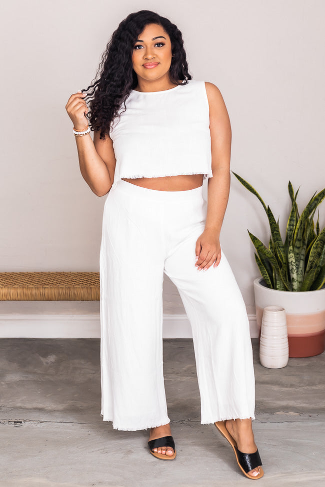 My Exciting News White Fringe Cropped Top FINAL SALE