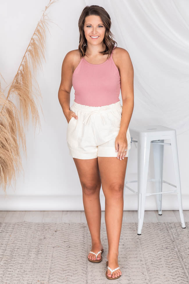 Defining You Cream Pull On Shorts FINAL SALE