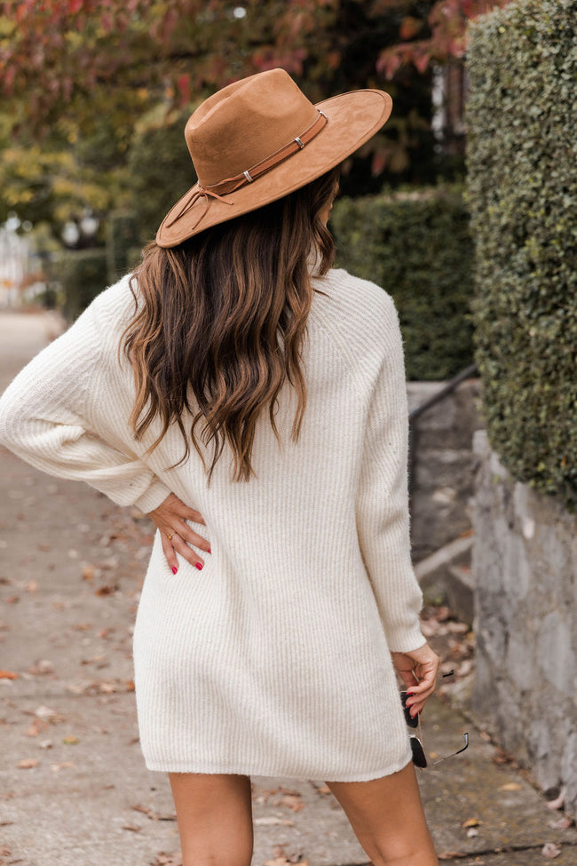 Stay Or Leave Cream Turtleneck Sweater Dress FINAL SALE