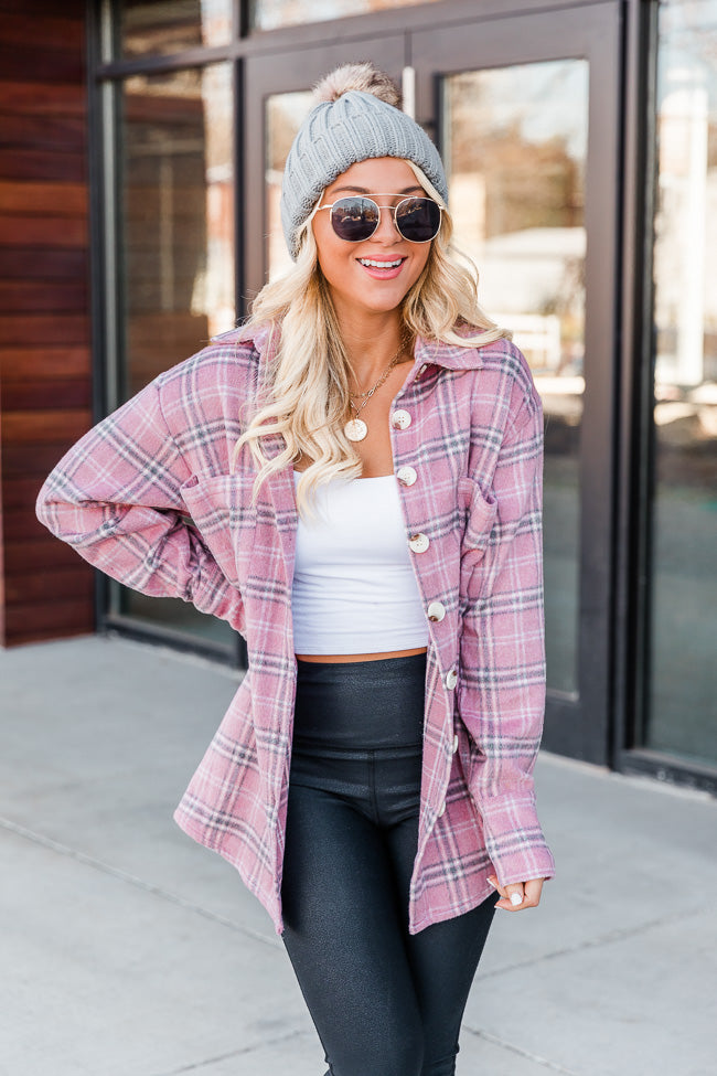 Easily Yours Pink Plaid Shacket FINAL SALE