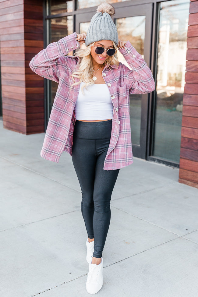 Easily Yours Pink Plaid Shacket FINAL SALE