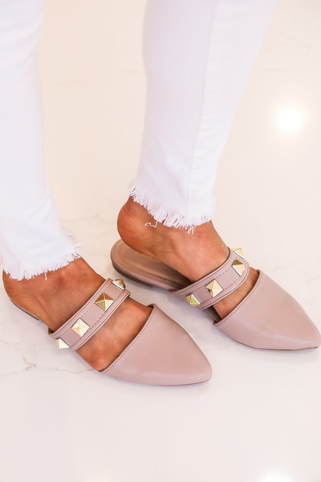 Jeanie Taupe Stud Detail Mules FINAL SALE