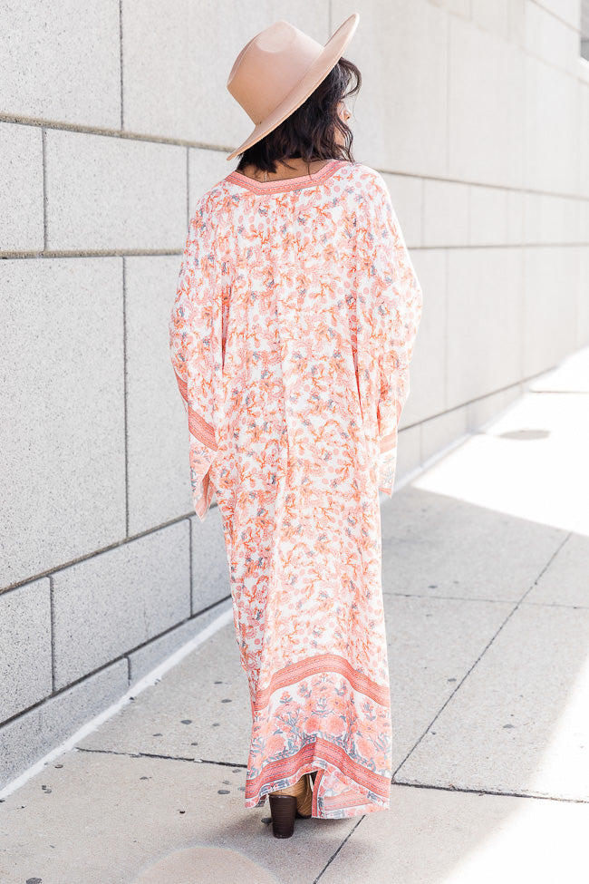 A Way Out Orange Printed Duster Kimono FINAL SALE