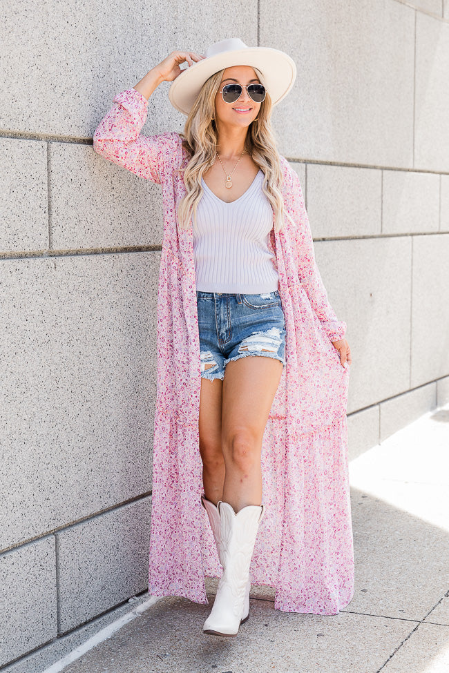 Valley Flower Pink Duster Floral Kimono FINAL SALE