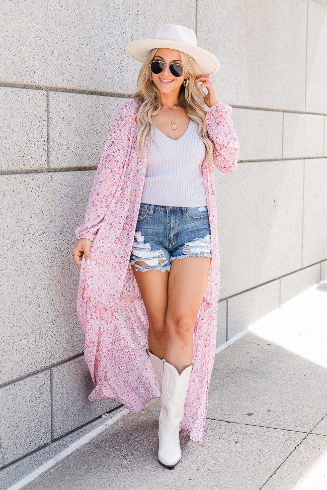 Valley Flower Pink Duster Floral Kimono FINAL SALE