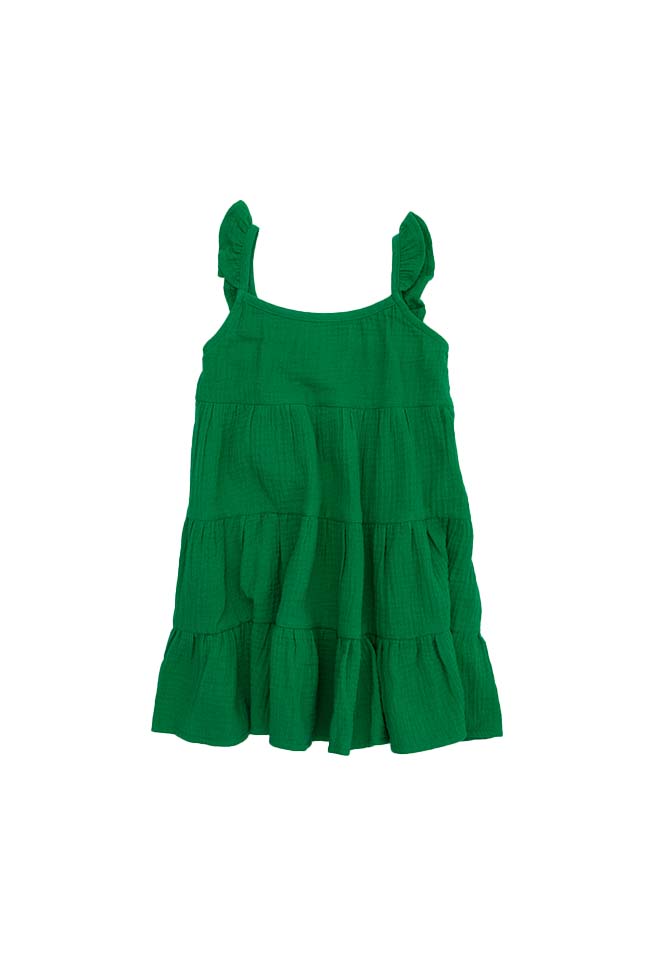 Once Was Girls Green Tiered Dress FINAL SALE