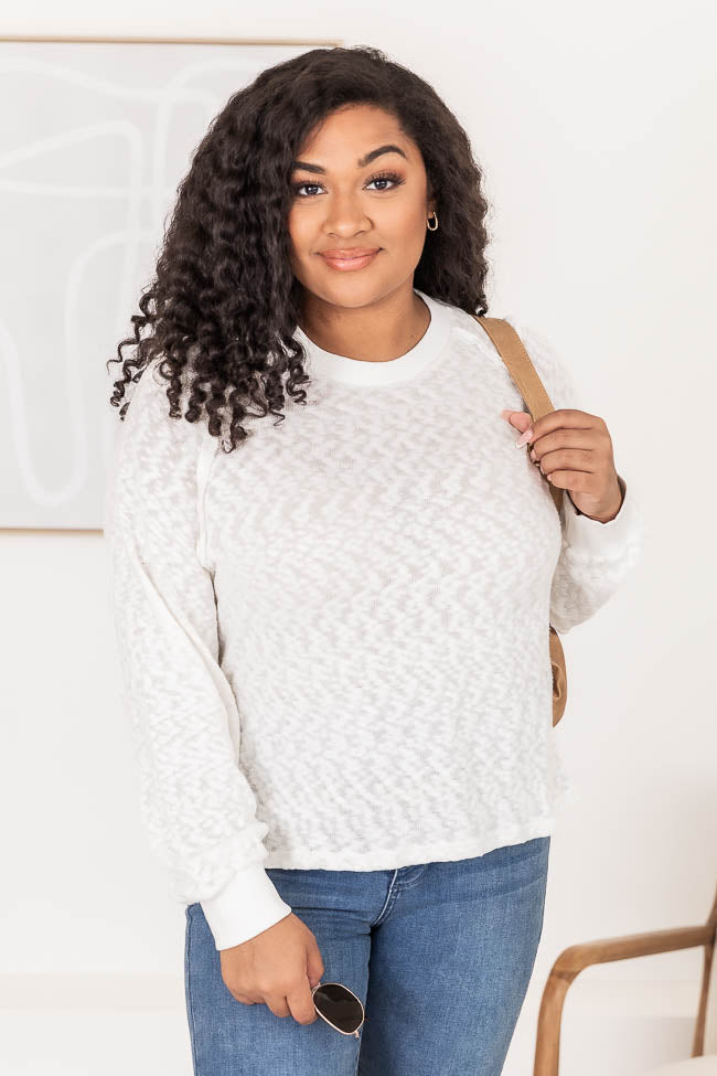 Something Different Ivory Exposed Seam Pullover FINAL SALE