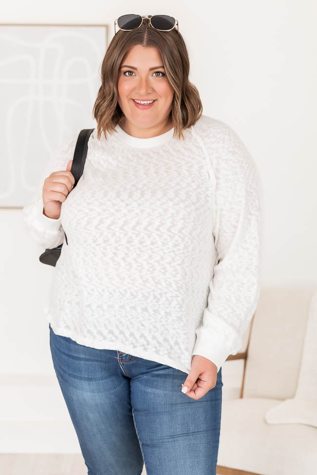 Something Different Ivory Exposed Seam Pullover FINAL SALE