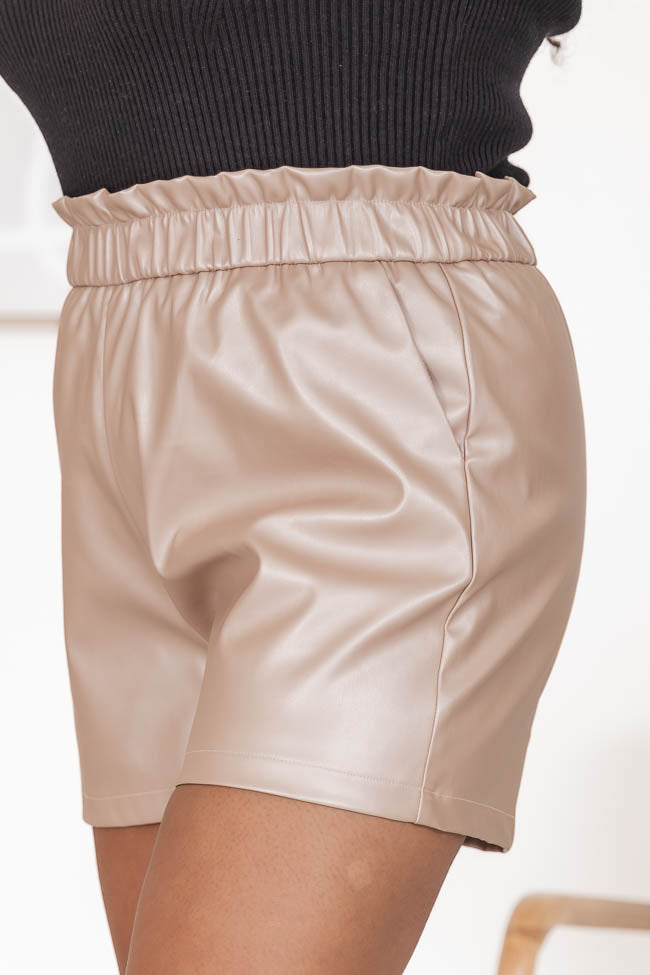 Try Something New Tan Faux Leather Shorts