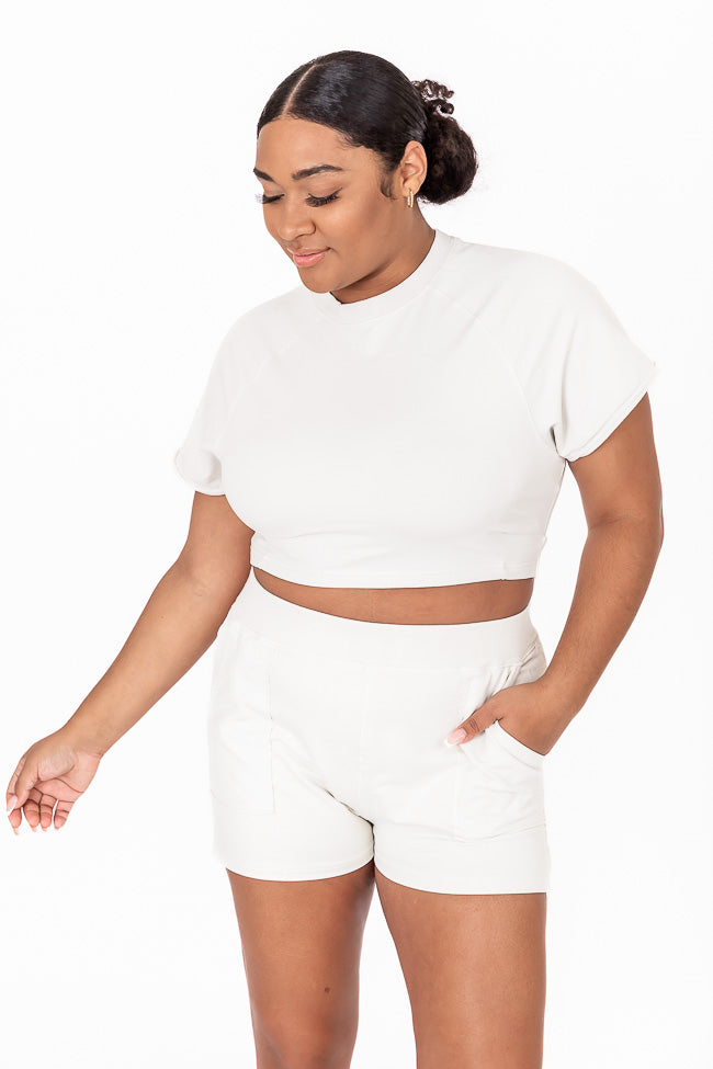 High Stakes Dusty Sage High Waisted Shorts FINAL SALE