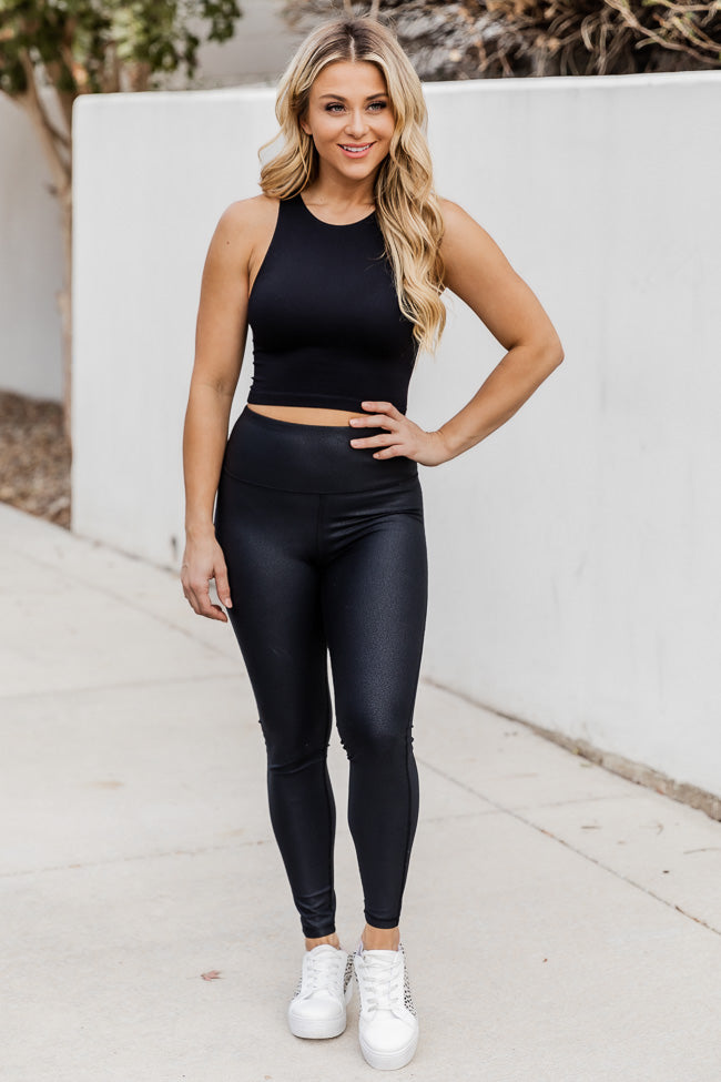 Just The Beginning Black Faux Leather Leggings SALE