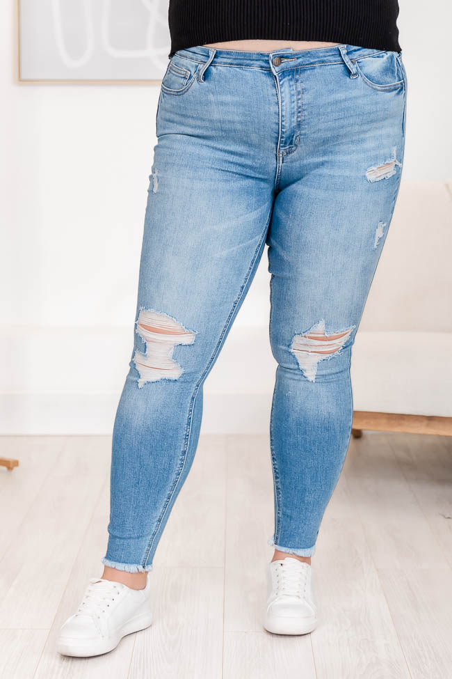 Annette Medium Wash High Rise Distressed Skinny Jeans FINAL SALE