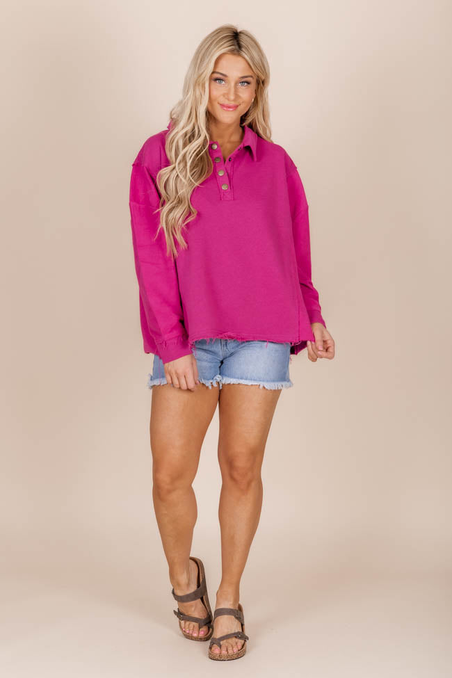 All You Can See Magenta Raw Hem Pullover FINAL SALE