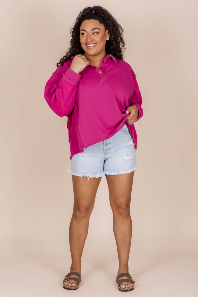 All You Can See Magenta Raw Hem Pullover FINAL SALE