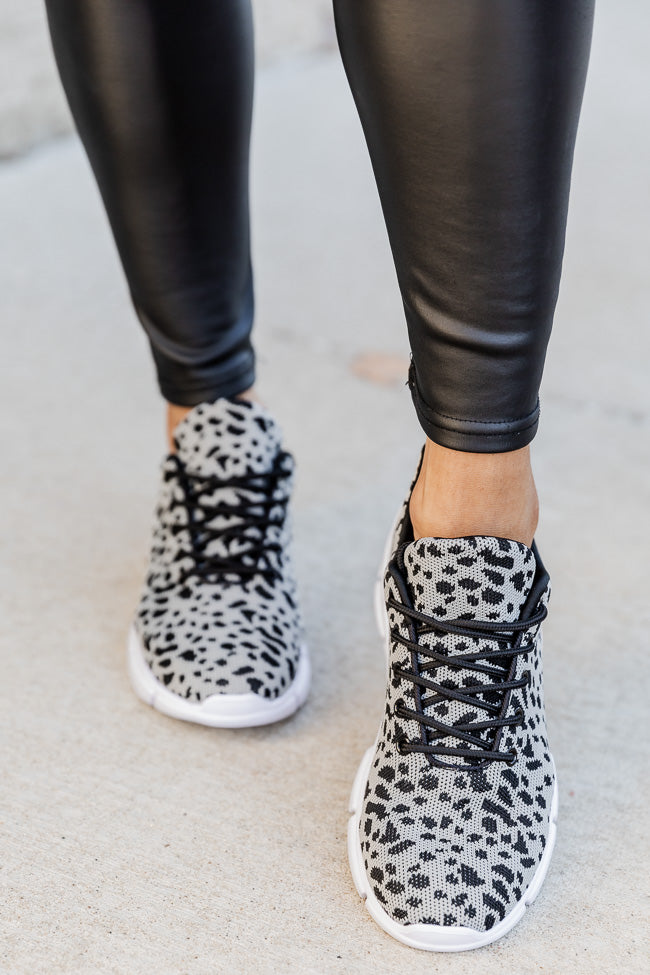 Mikala Black And Grey Leopard Print Sneakers FINAL SALE