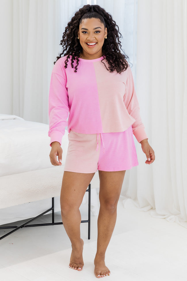 To The Moon And Back Pink Splice Colorblock Pajama Top FINAL SALE