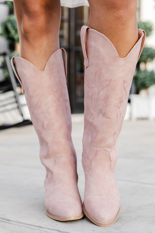 Charlotte Pink Leather Cowboy Boots SALE