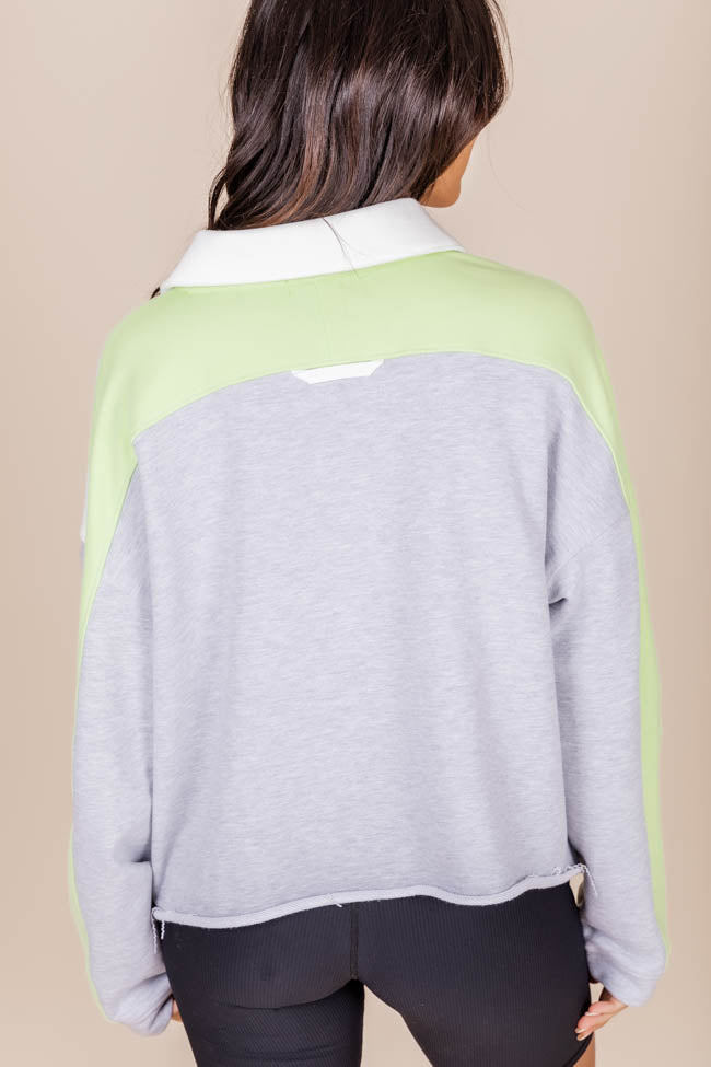 Jump Right In Lime Color Block Quarter Zip Pullover FINAL SALE