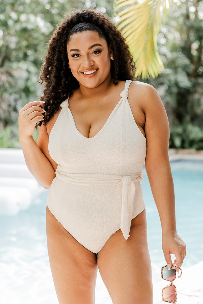 Changing Tides Belted Cream One Piece Swimsuit FINAL SALE