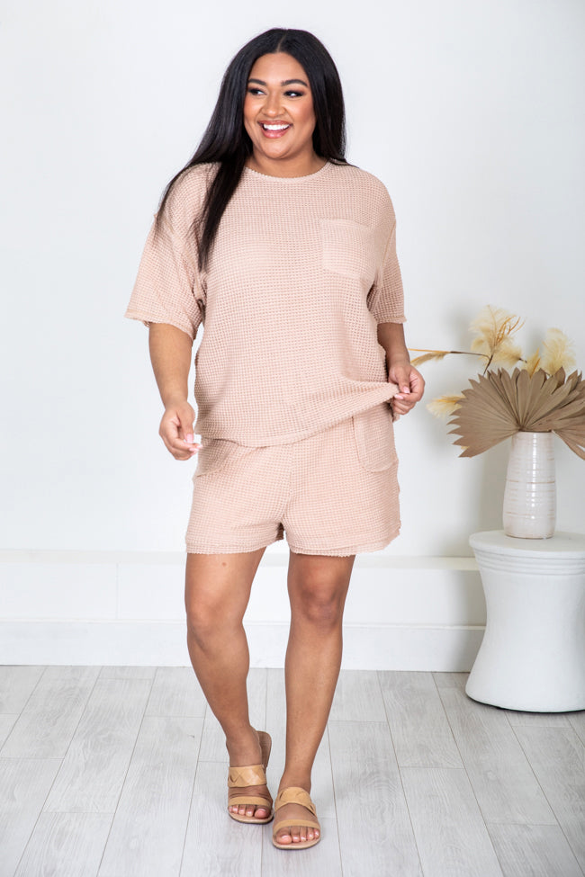 Let's Do This Taupe Waffle Knit Shorts FINAL SALE