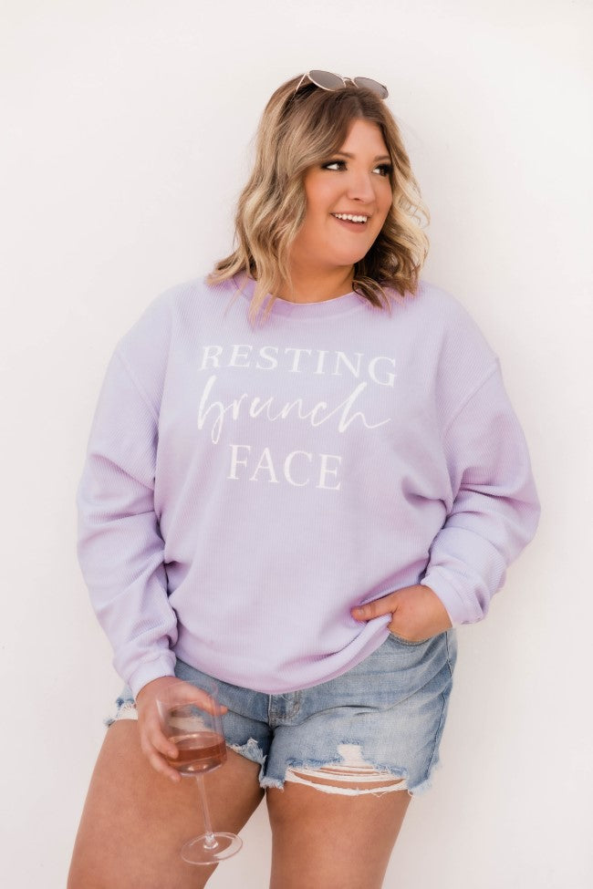 Resting Brunch Face Corded Graphic Sweatshirt Lilac FINAL SALE