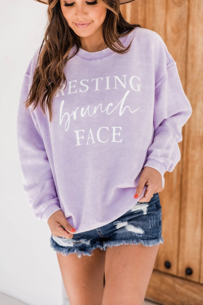 Resting Brunch Face Corded Graphic Sweatshirt Lilac FINAL SALE