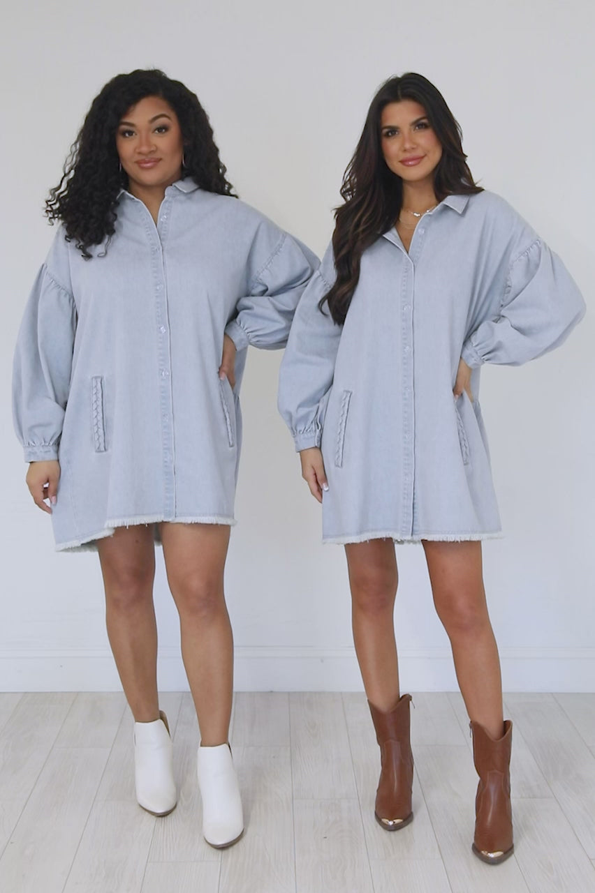 Start Looking Light Wash Chambray Dress FINAL SALE