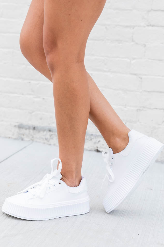 Genevieve White Lace Up Sneakers FINAL SALE