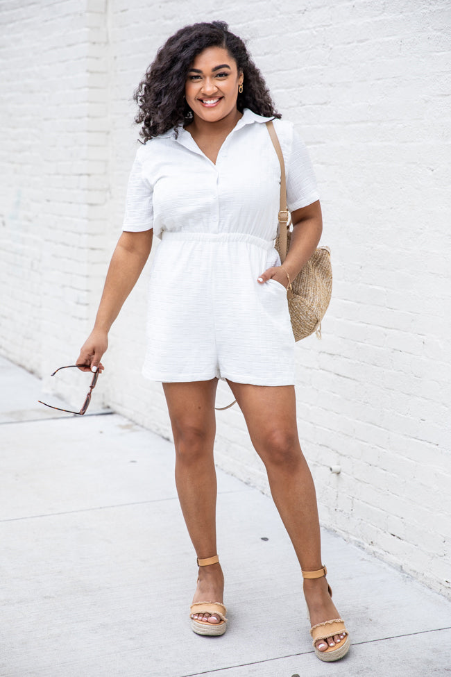 Always On Your Side White Button Up Romper FINAL SALE