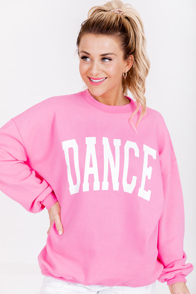Dance Block Pink Oversized Graphic Sweatshirt