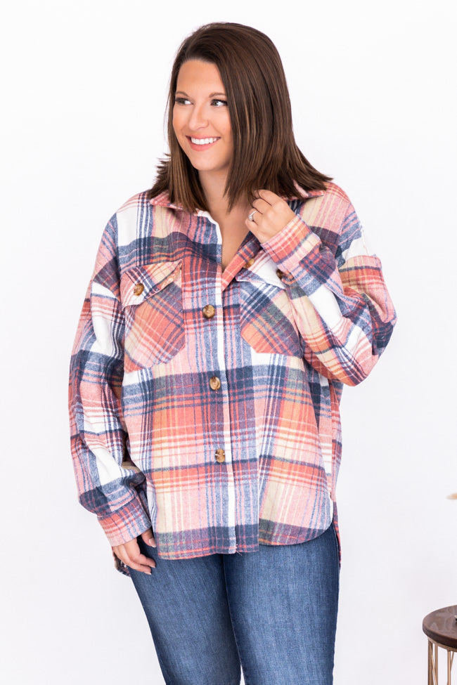 Good Guess Pink Multi Oversized Plaid Shacket FINAL SALE