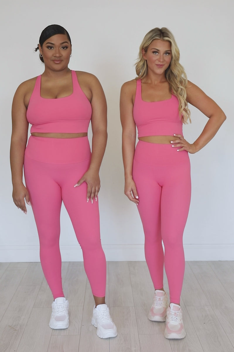 Work In Progress Pink Square Neck Sports Bra Top – Pink Lily