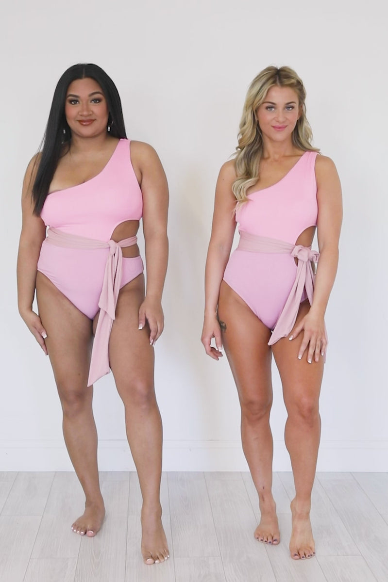 Kissed By The Sun Black/White One Piece Swimsuit FINAL SALE – Pink