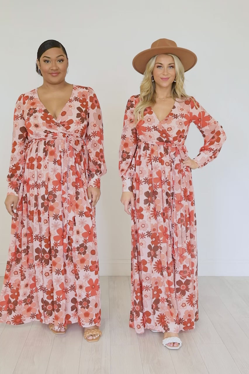 My Dearest Darling Pink Retro Floral Maxi Dress FINAL SALE