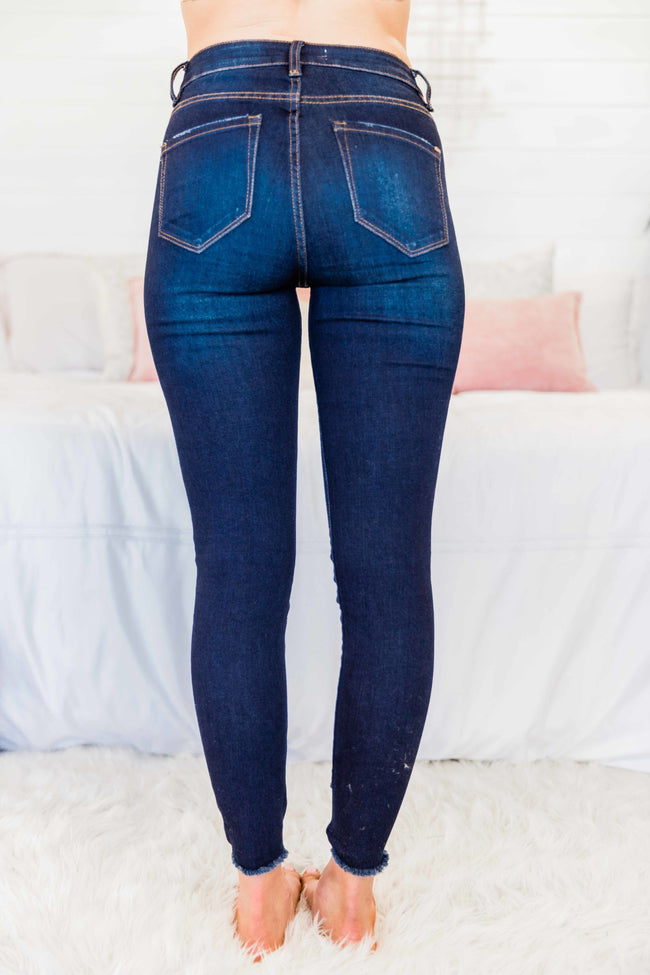 The Kristy Dark Wash Distressed Skinny Jeans