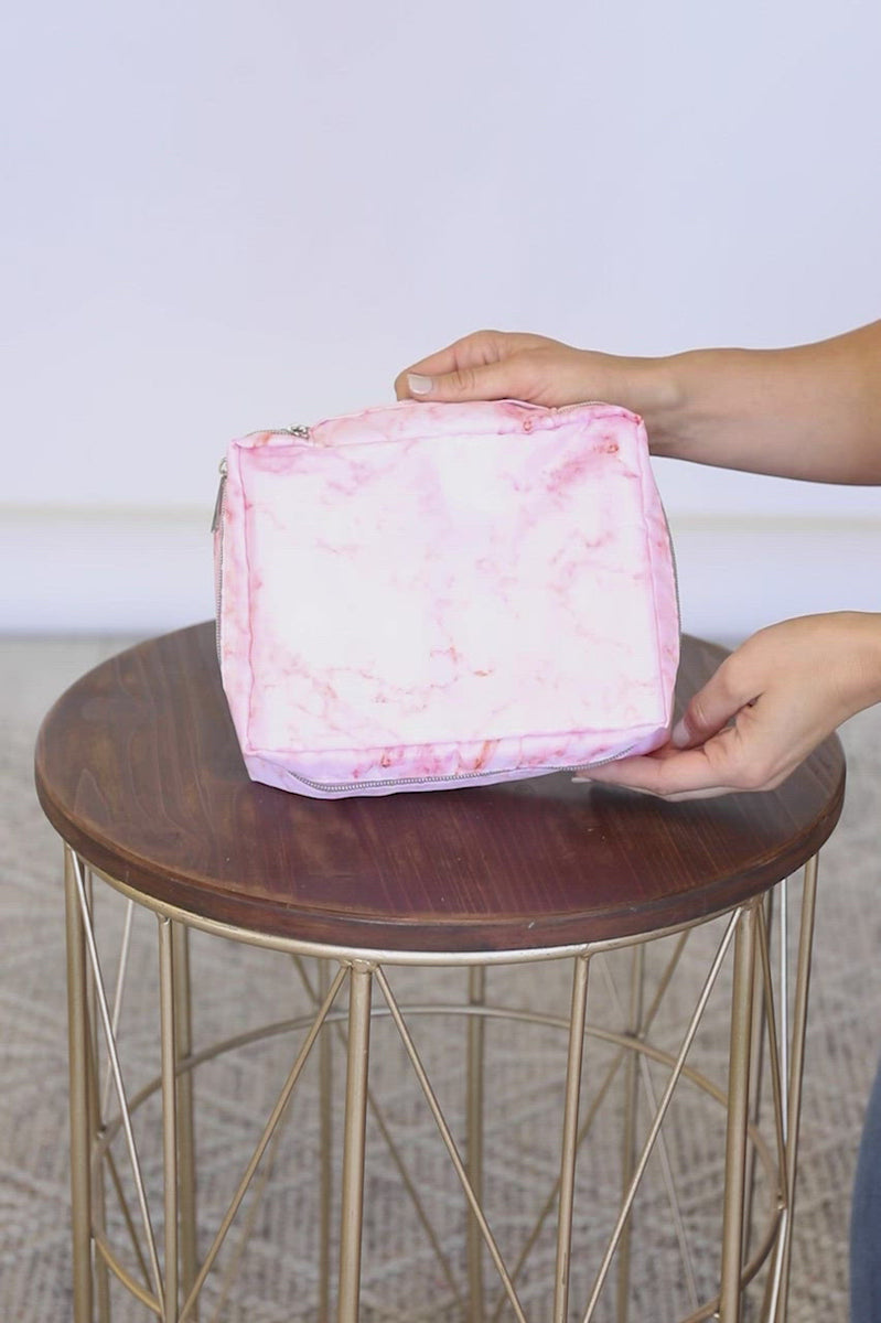 Pink Marble Makeup Bag