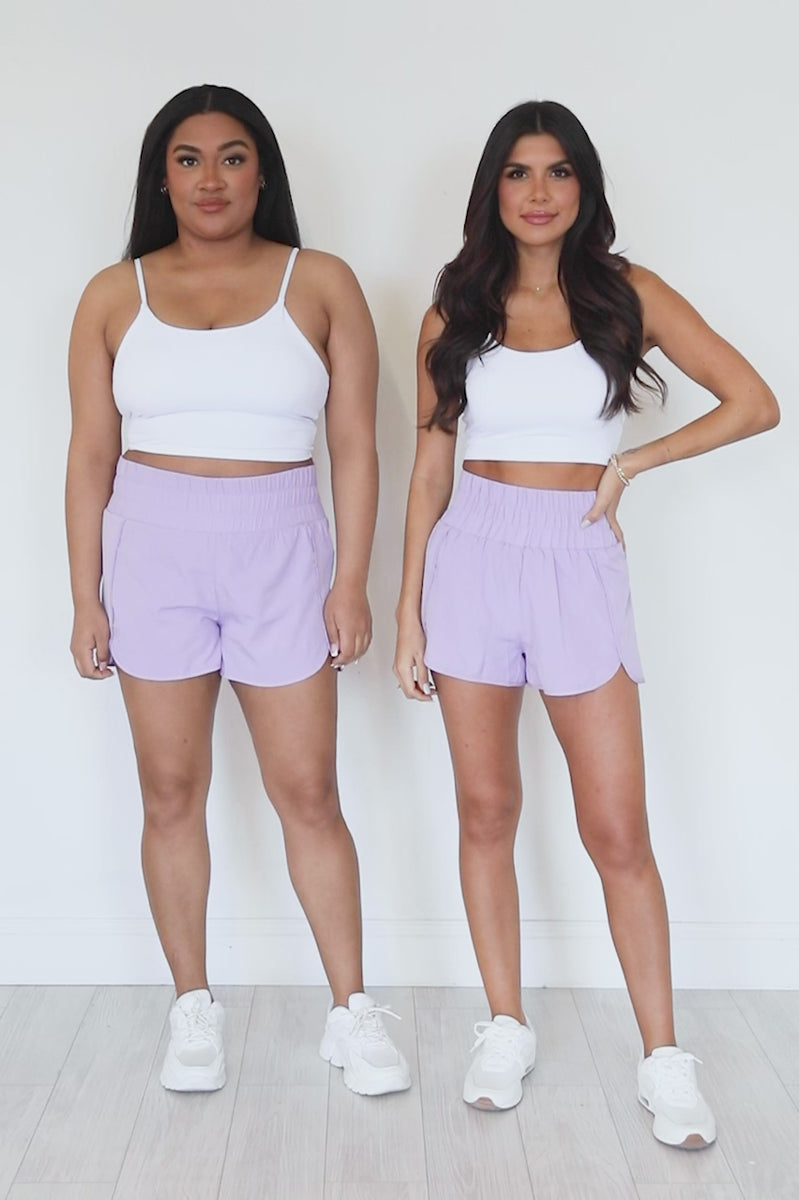 Errands To Run Solid Purple High Waisted Athletic Shorts – Pink Lily