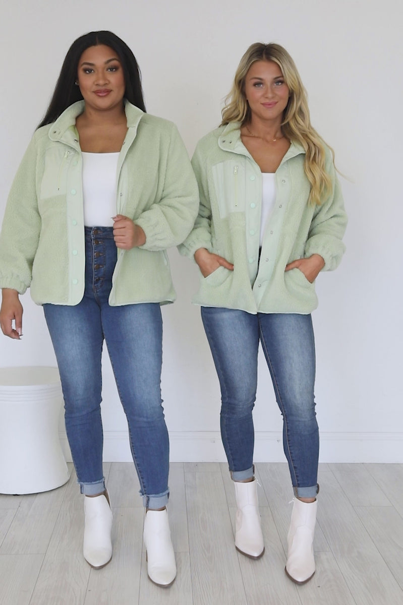 Missguided two-piece denim jacket in green