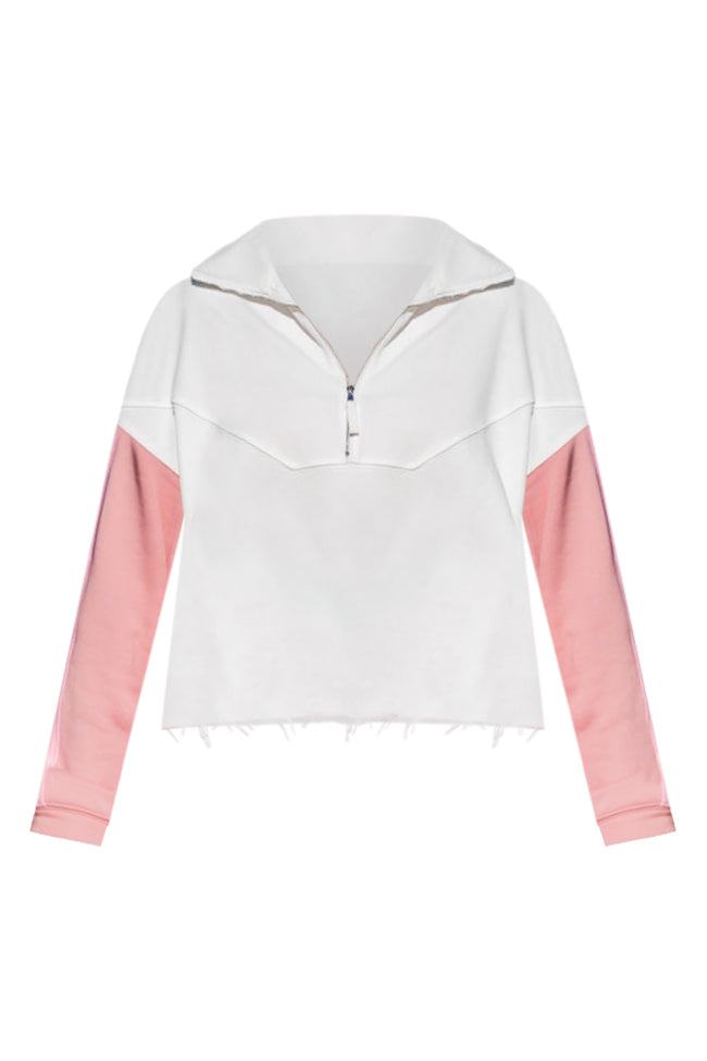 Jump Right In Pink Colorblock Quarter Zip Pullover