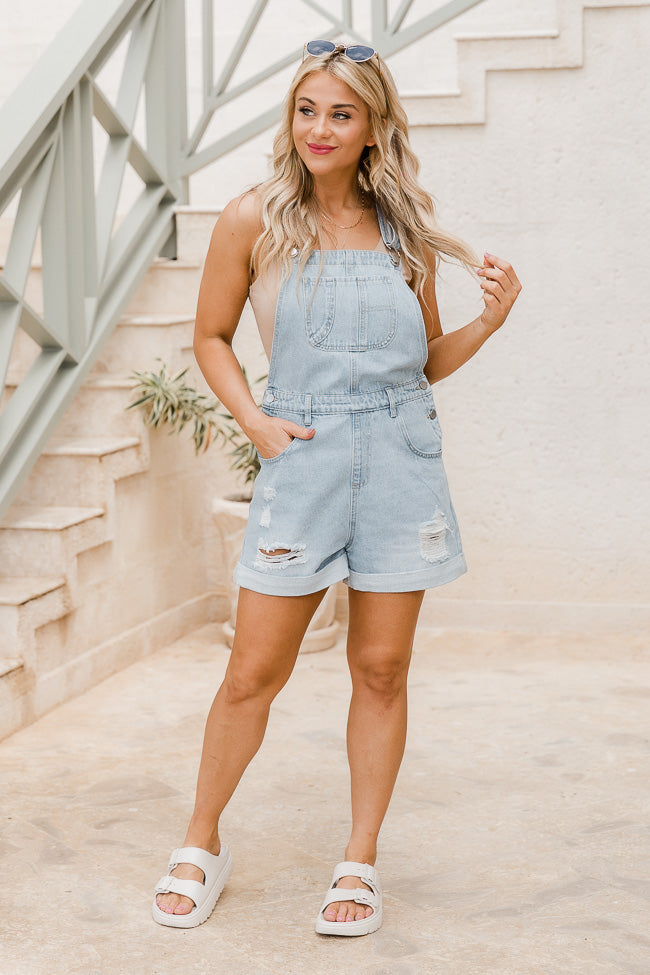 A Good Time Medium Wash Distressed Overalls FINAL SALE