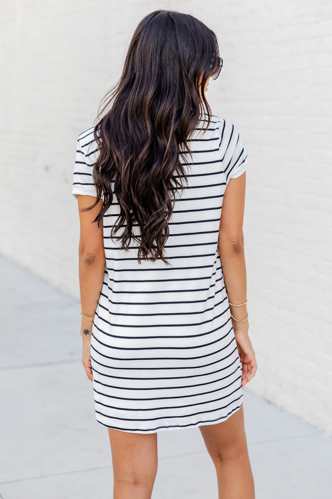 Black and white striped hotsell short dress