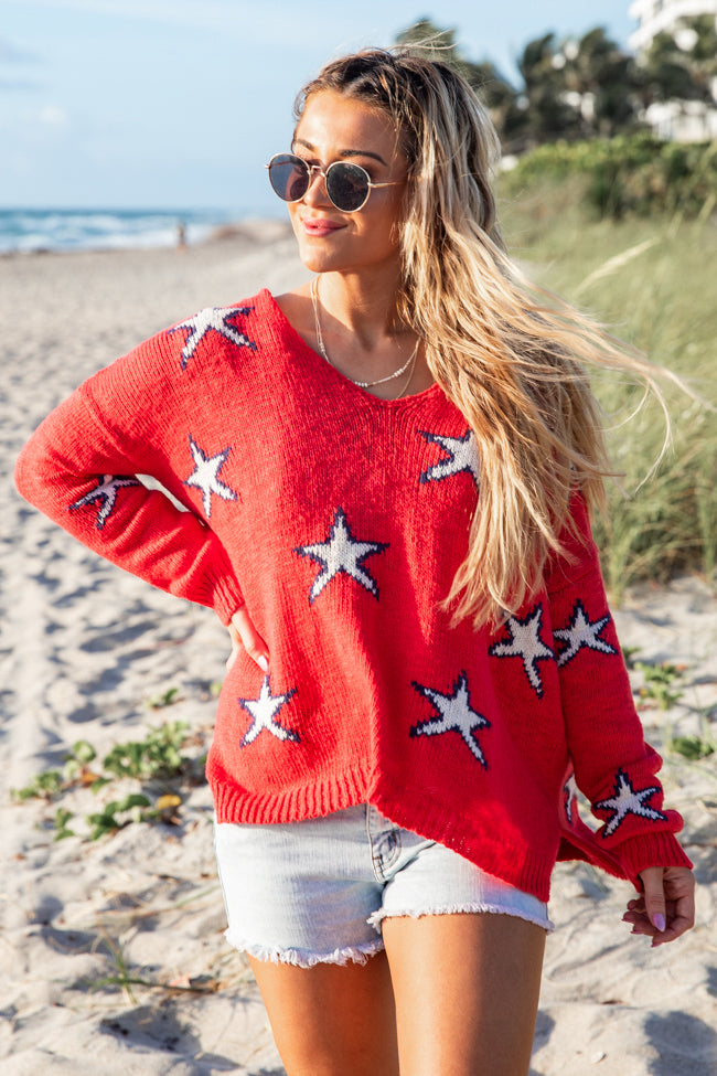 V neck deals star sweater