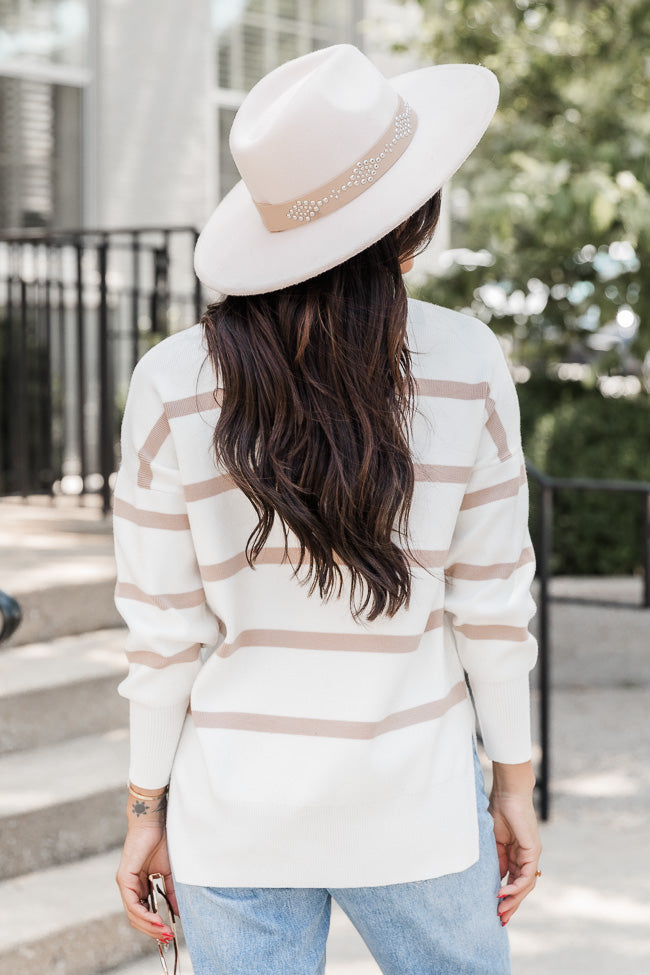 Crushing On You Brown Striped Crew Neck Sweater