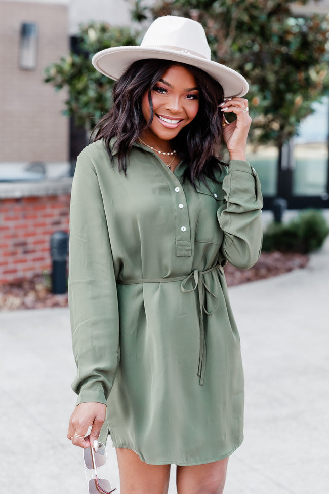 Army green 2025 button down dress