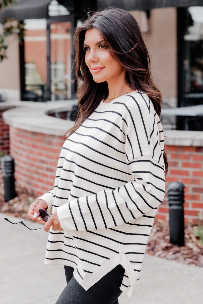Starting Memories Beige And Black Striped Sweater FINAL SALE